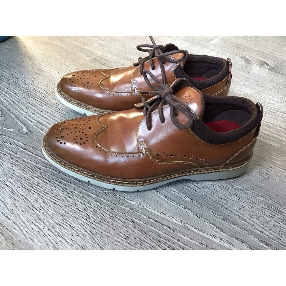 Stacy Adams Est.1875 Shoes Boys Size 2 M Brown Leather Wingtip Oxfords 43436-221